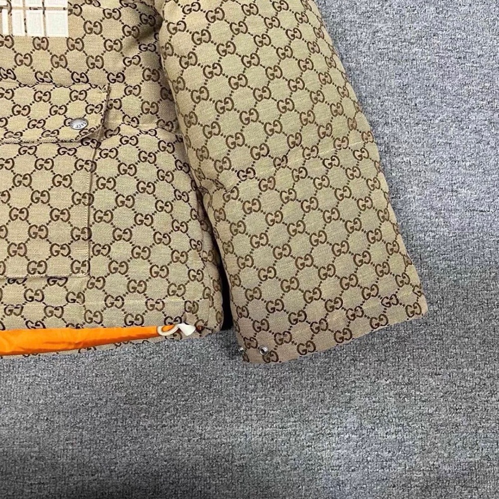 Gucci Brown Patterned Puffer Jacket With Orange I… - image 5